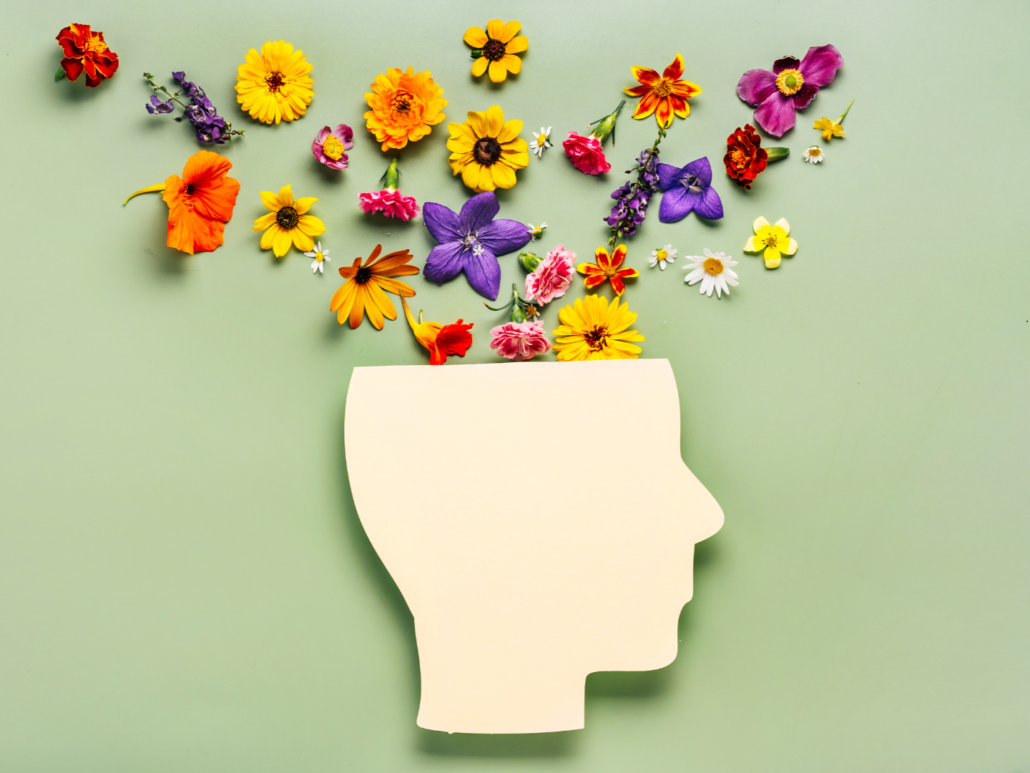 Flowers coming out top of head