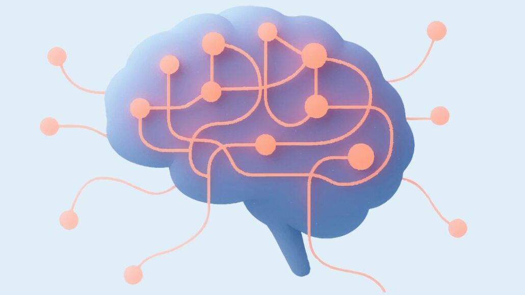 Lines showing neural network of how ADHD and eating disorders show up in the brain