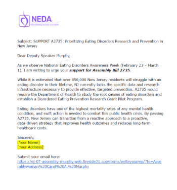 NEDAW Advocacy Email Template